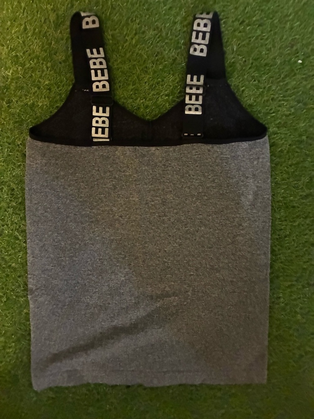 bebe Gray Logo Strap V-Neck Tank - Picture 4 of 4
